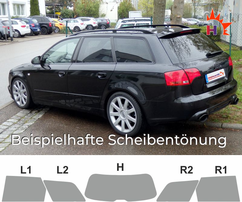 1x Heckfolie 3D-vorgewölbt Tönungsfolie schwarz 15% Audi A4 B5 Avant Kombi 96-01 