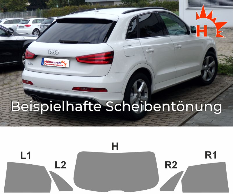 3D Tönungsfolie VORGEWÖLBT Audi Q3 Bj ab 2011 