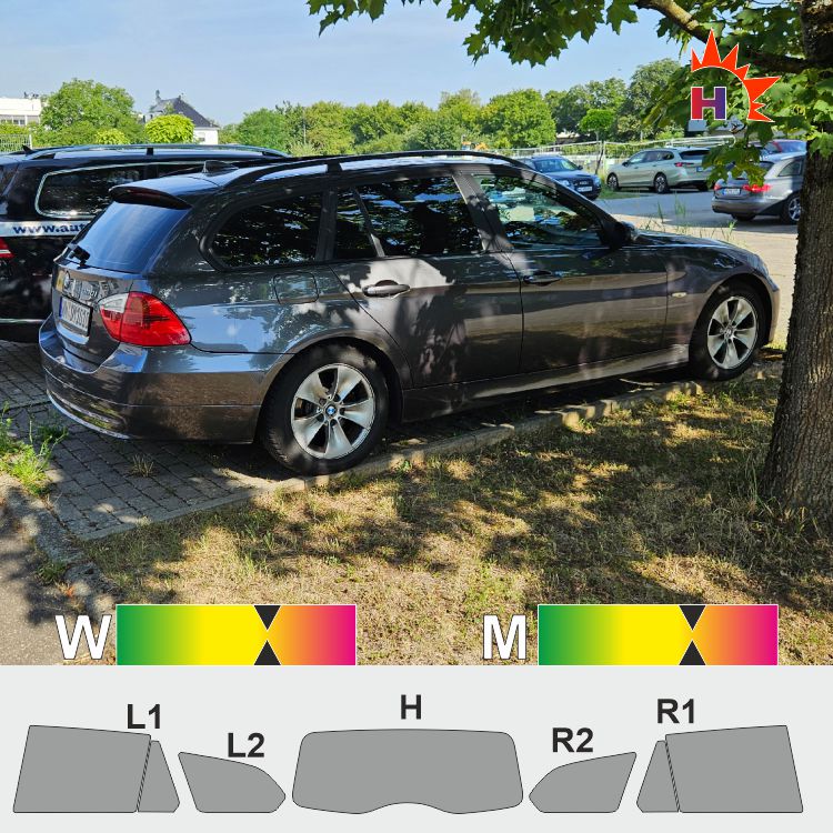 BMW 3er E91 Touring 2006 bis 2008 passgenaue Tönungsfolie