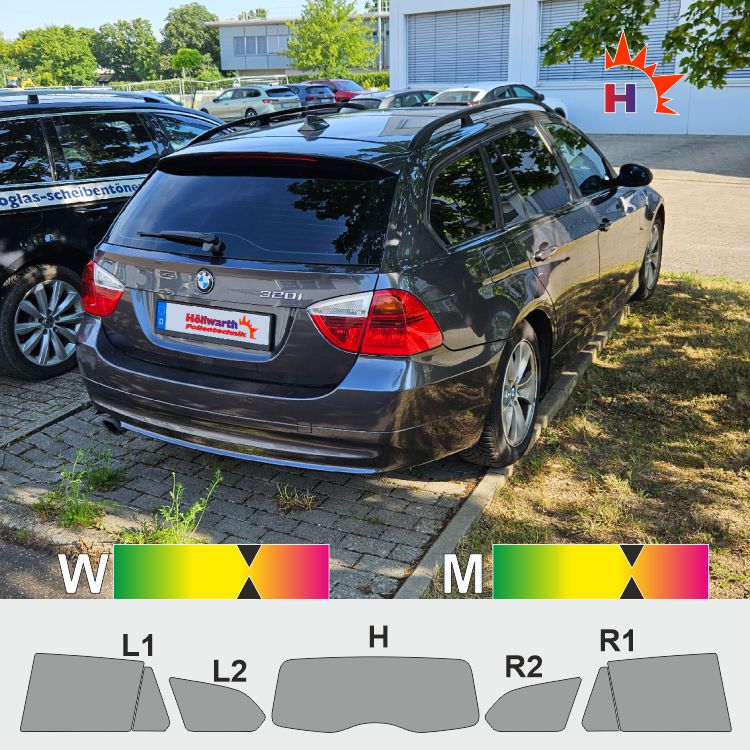 BMW 3er E91 Touring 2006 bis 2008 passgenaue Tönungsfolie