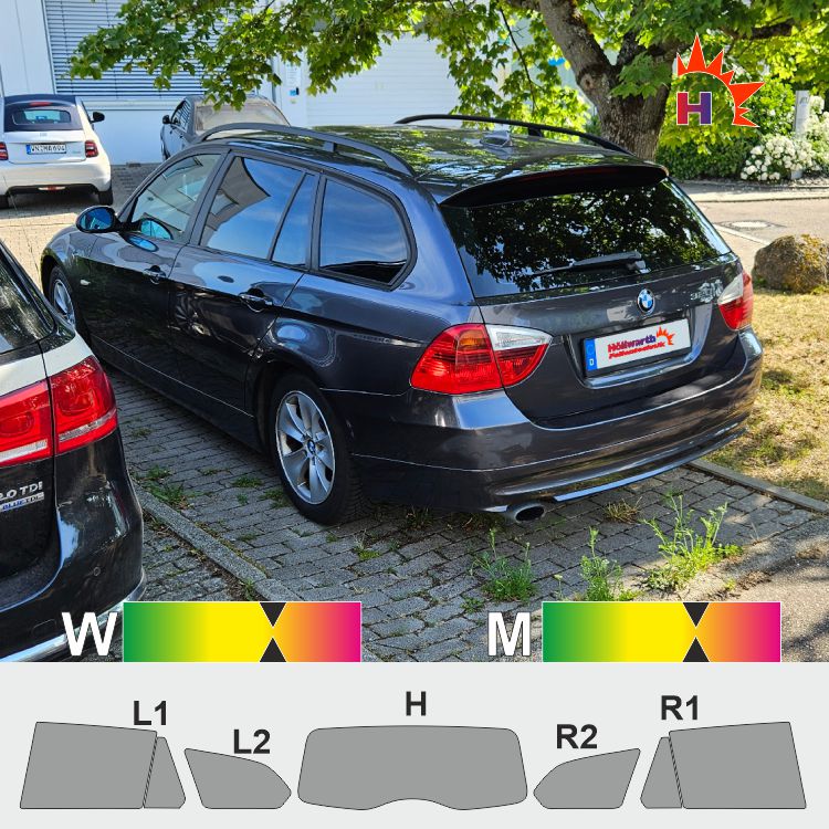 BMW 3er E91 Touring 2006 bis 2008 passgenaue Tönungsfolie