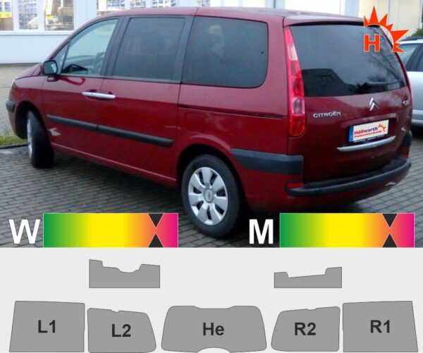 Citroen C8 Variante 1 passgenaue Tönungsfolie
