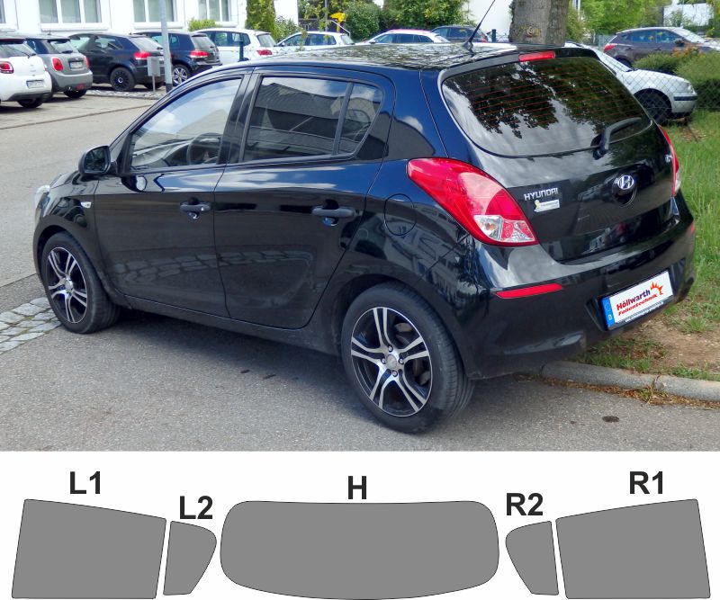 Solar Screen passgenaue Tönungsfolie Hyundai I20 5-Türer Bj 2015-2020 Black 95