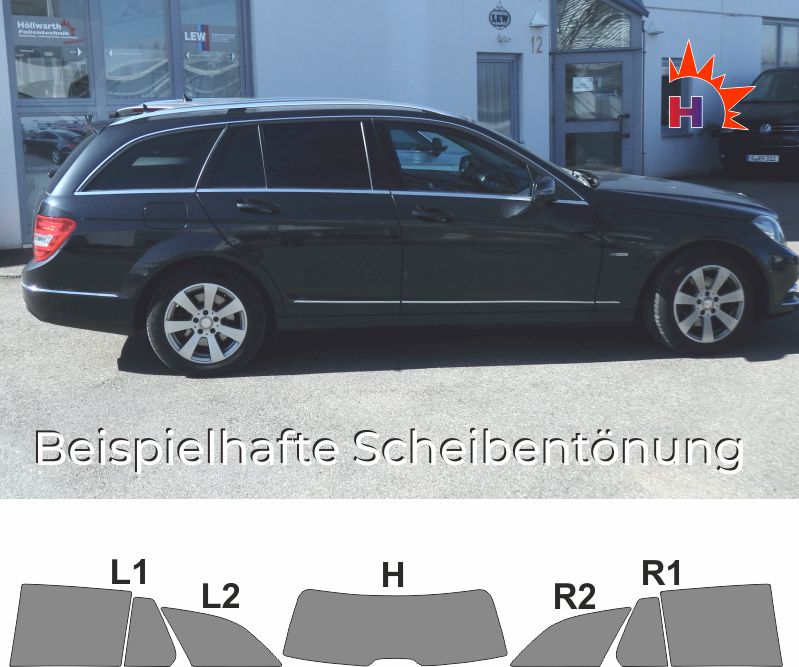 W202 T-Modell Kombi 93-00 Tönungsfolie passgenau schwarz 85% Mercedes C-Klas 
