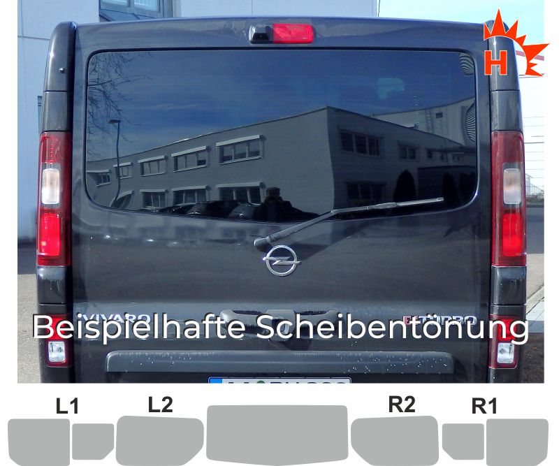 Passende Tönungsfolie für den Vivaro B L1H1 Heckkl. Schiebet L_R.