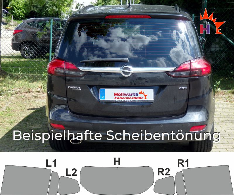 OPEL Zafira C Tourer mit Heckscheibenantenne Tourer passende Tönungsfolie.