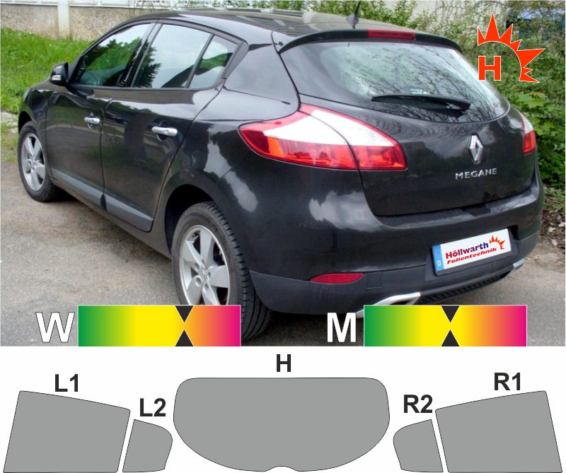 Tönungsfolie passgenau Renault Laguna 2 II Kombi Bj 2001-2007 Tönungsfolie passgenau Renault Laguna 2 II Kombi Bj 2001-2007