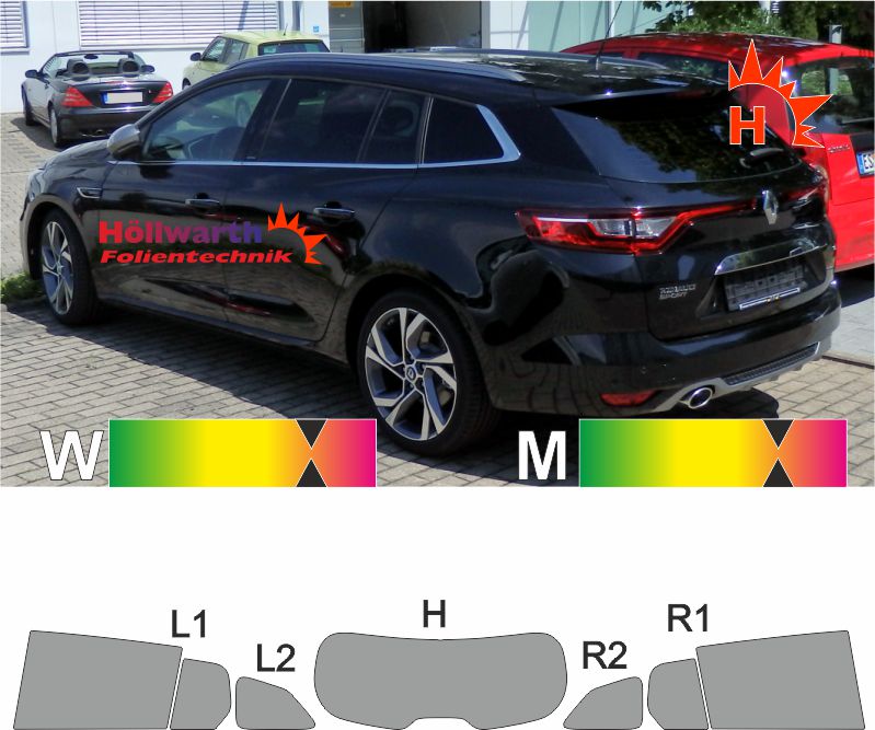 Passgenaue Tönungsfolie für den RENAULT Megane IV Grandtour ab 2016.