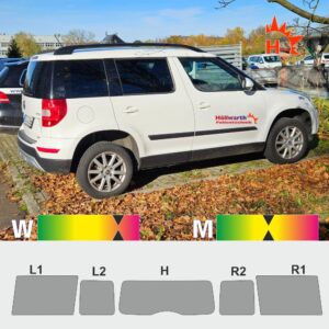 SKODA Yeti 2009 passgenaue Tönungsfolie