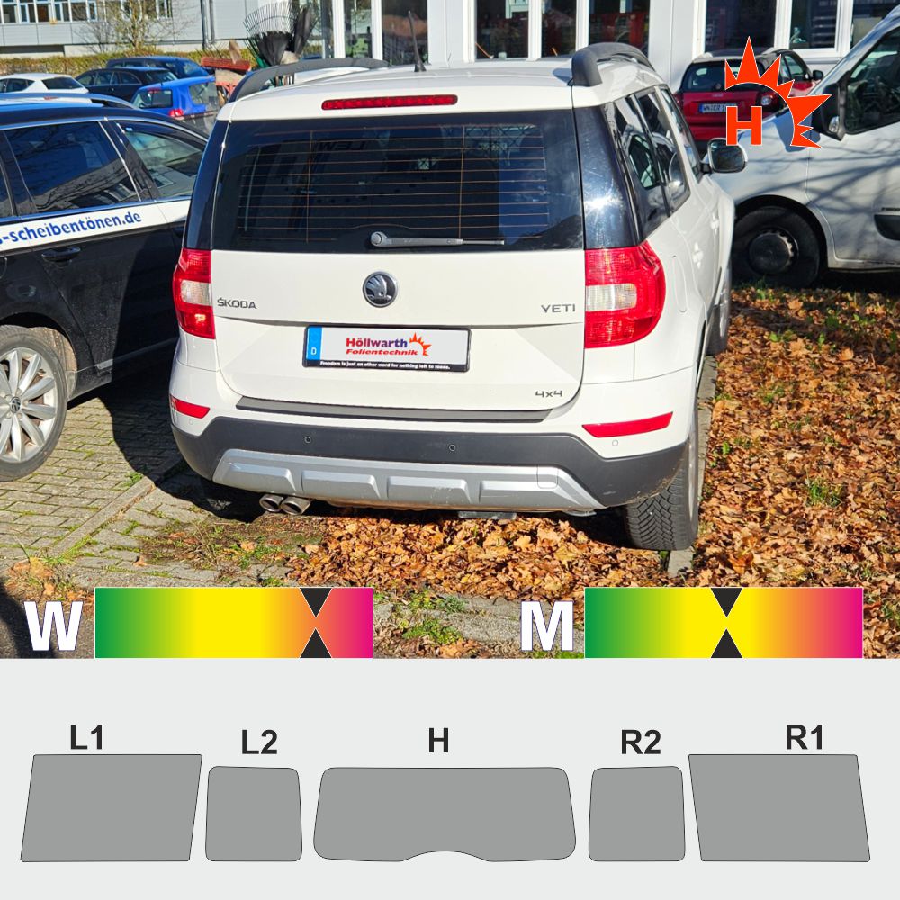 SKODA Yeti 2009 passgenaue Tönungsfolie