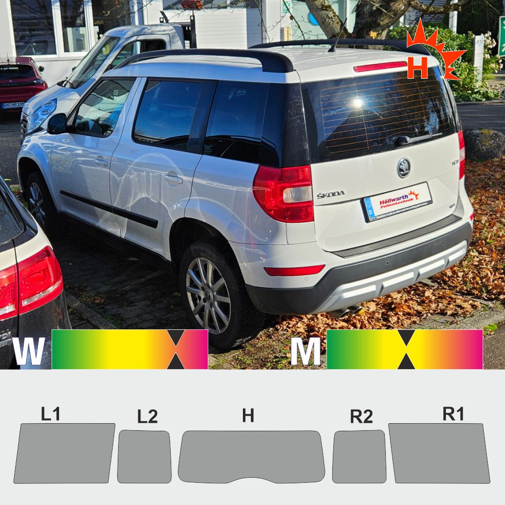 SKODA Yeti 2009 passgenaue Tönungsfolie