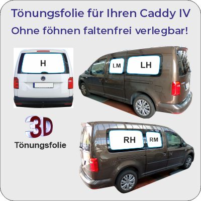 VW Caddy IV passgenaue Tönungsfolie