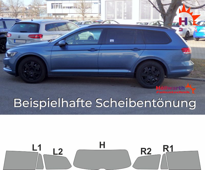 Passgenaue Tönungsfolie passend für Volkswagen Passat Limousine Bj 2015-2016 Black 85