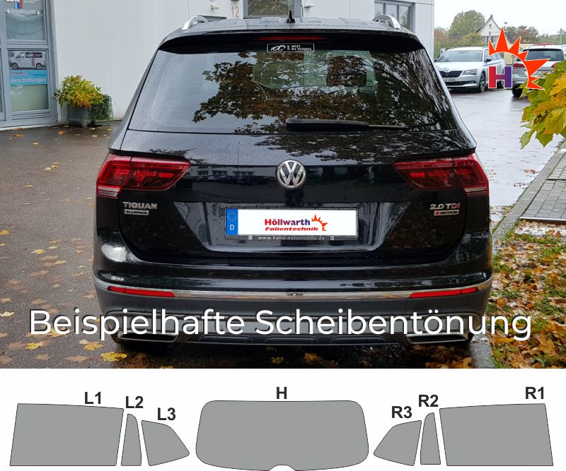 Passgenaue Tönungsfolie VW Tiguan Allspace SUV Bj.:2017 Phantom 95