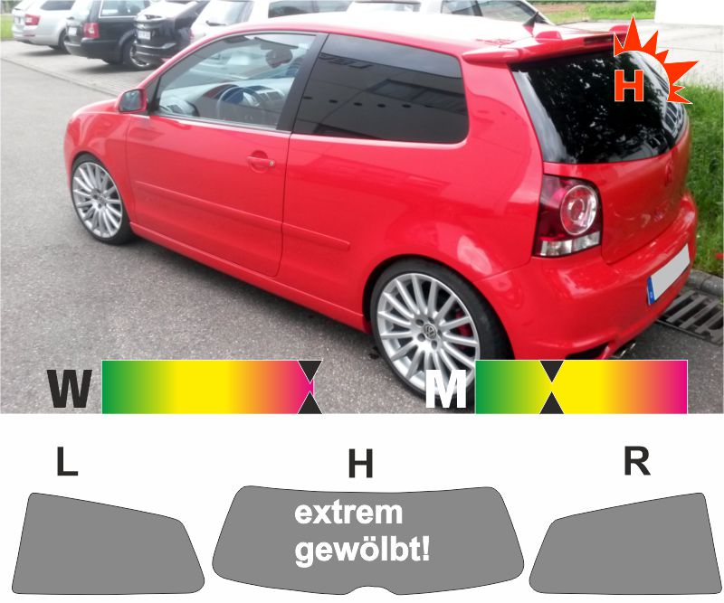 Passgenaue Tönungsfolie für Ihren VW Polo IV 9N dreitürig 2001 bis