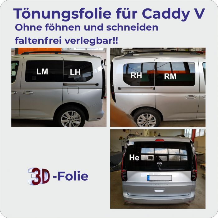 VW Caddy V passgenaue Tönungsfolie