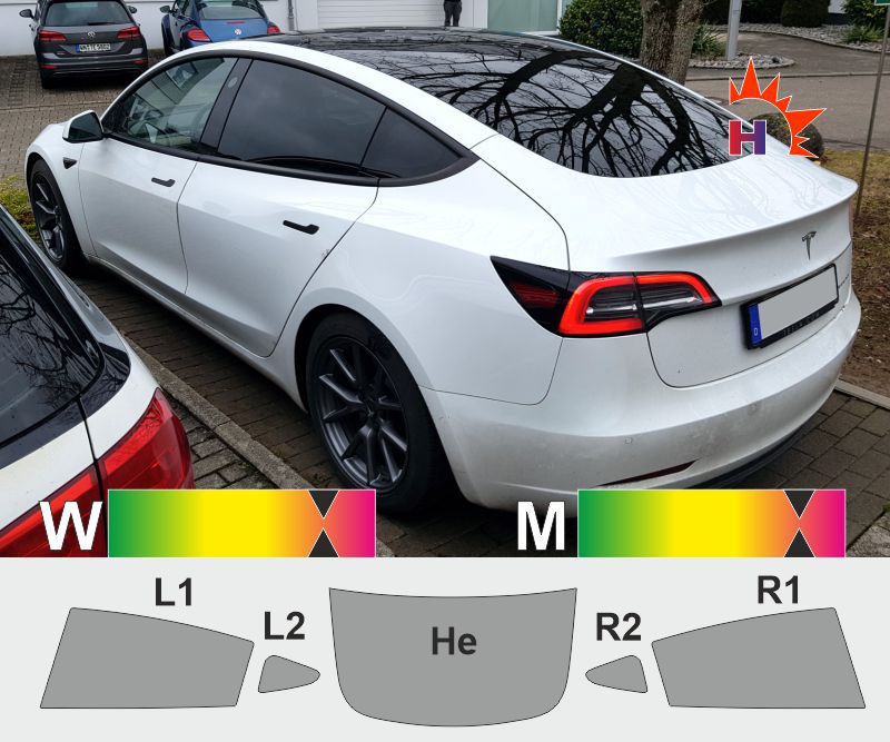 Passgenaue Tönungsfolie für den TESLA Model 3.