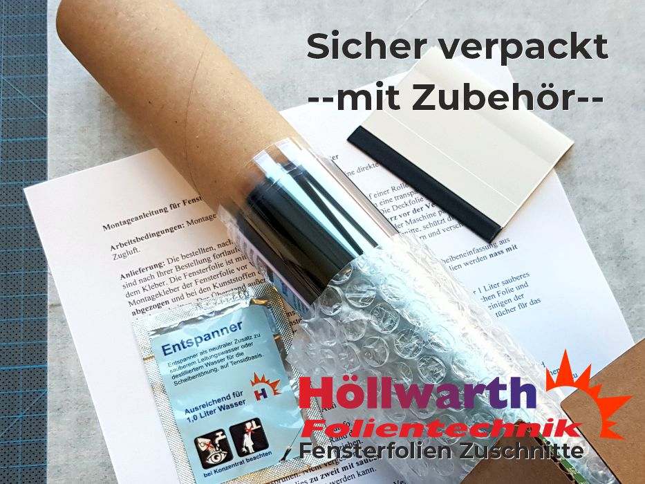 Fensterfolienzuschnitte gut verpackt mit Zubehör Fensterfolienzuschnitte gut verpackt mit Zubehör