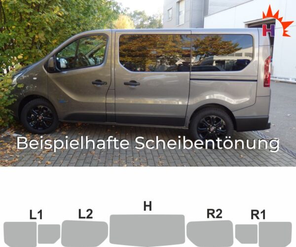 Fiat Talento kurzer Radstand Heckklappe Schiebetüren Schiebefenster ab 2016 passende Tönungsfolie – Bild 3