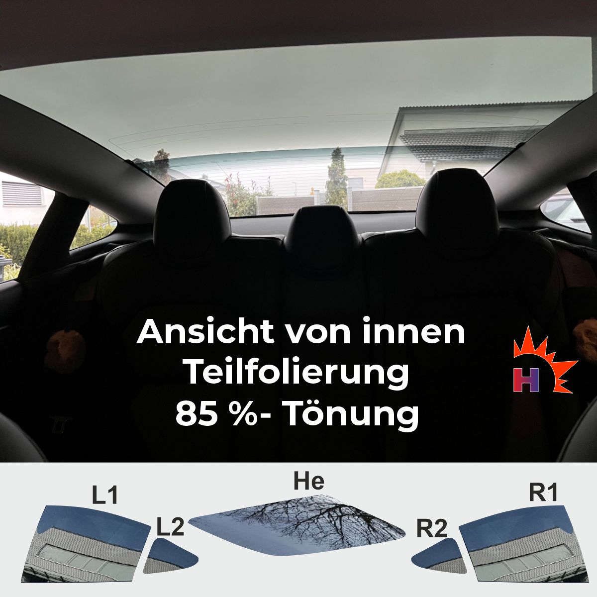 3D Tesla Model 3 Tönungsfolie Heckscheibe