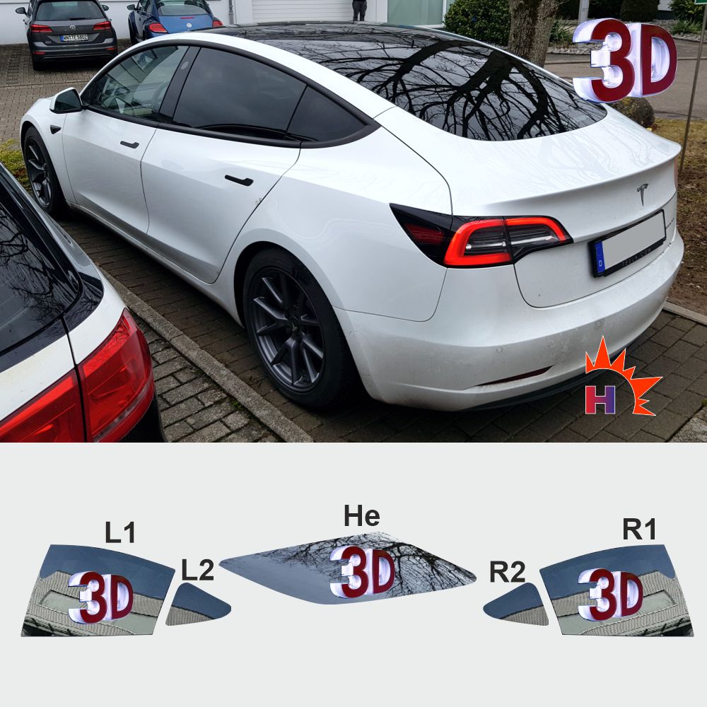 3D Model 3 2017 - 2023 passgenaue 3D Tönungsfolie