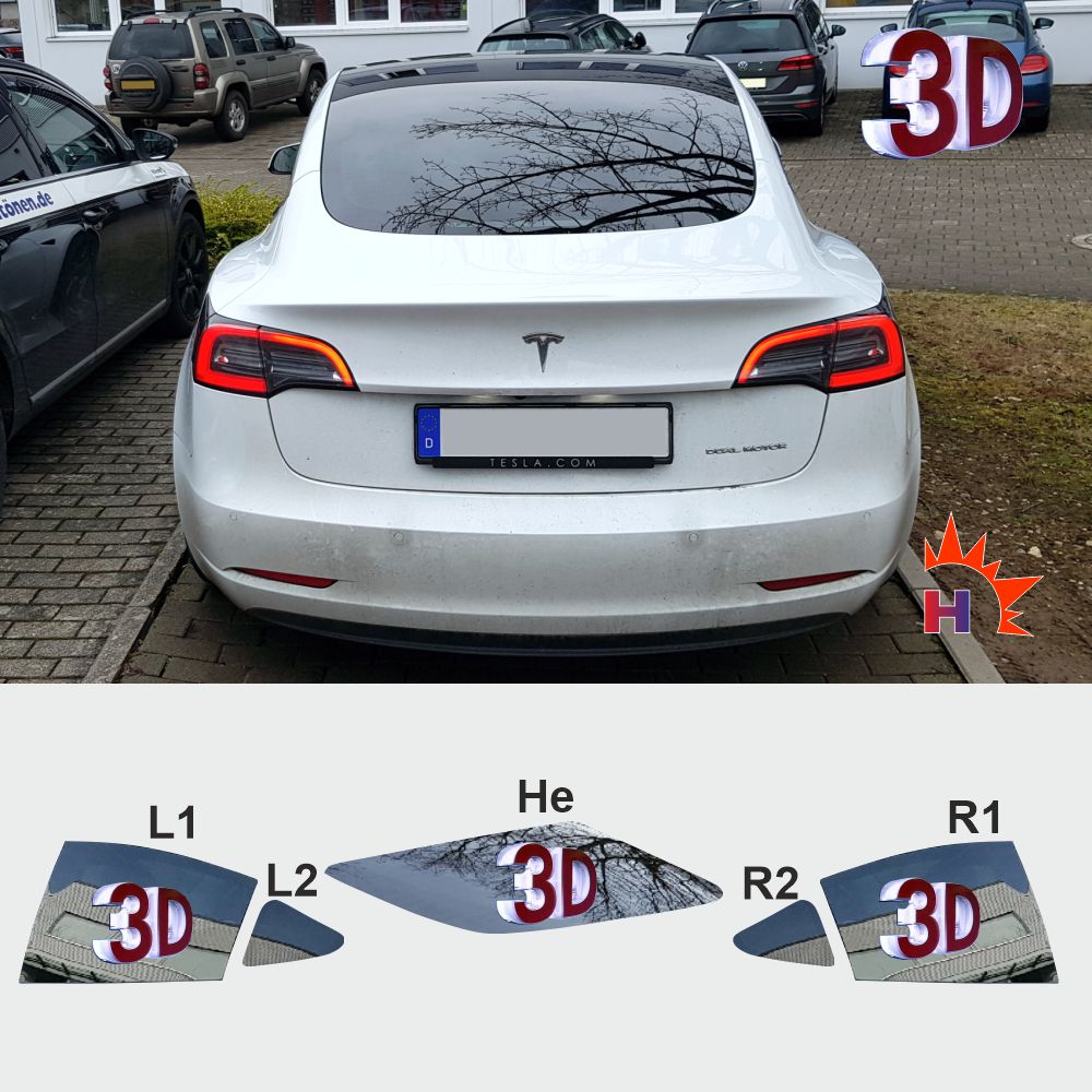 3D Model 3 2017 - 2023 passgenaue 3D Tönungsfolie