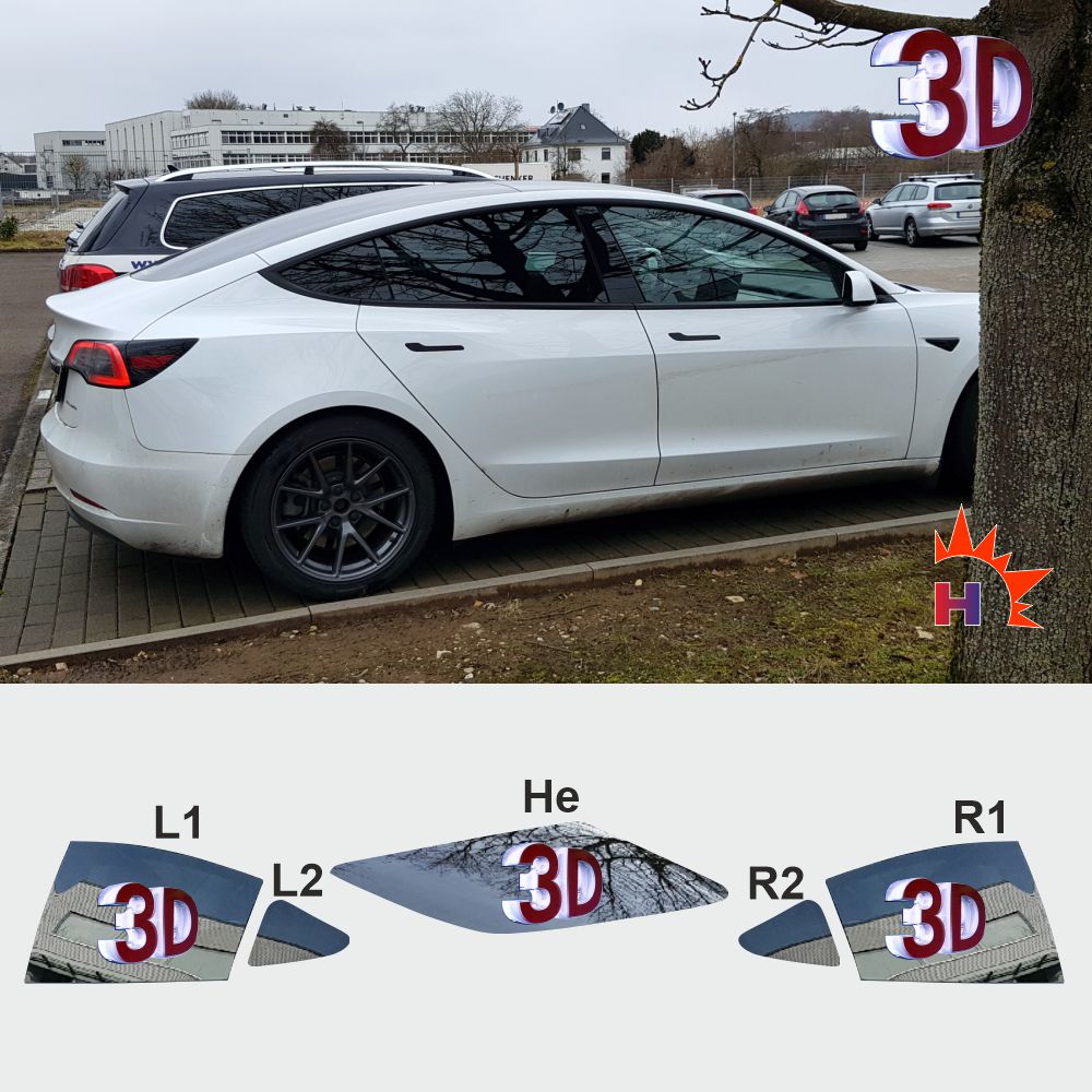 3D Model 3 2017 - 2023 passgenaue 3D Tönungsfolie
