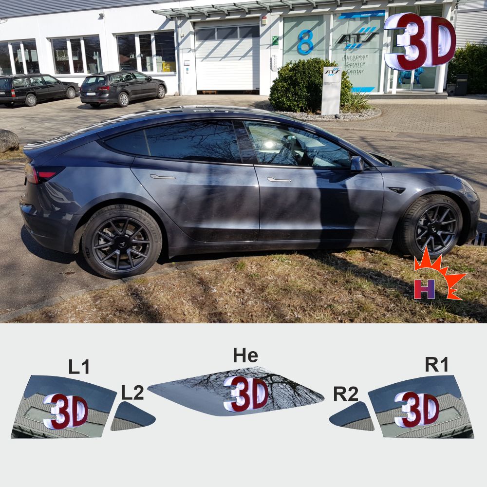 3D Model 3 2017 - 2023 passgenaue 3D Tönungsfolie