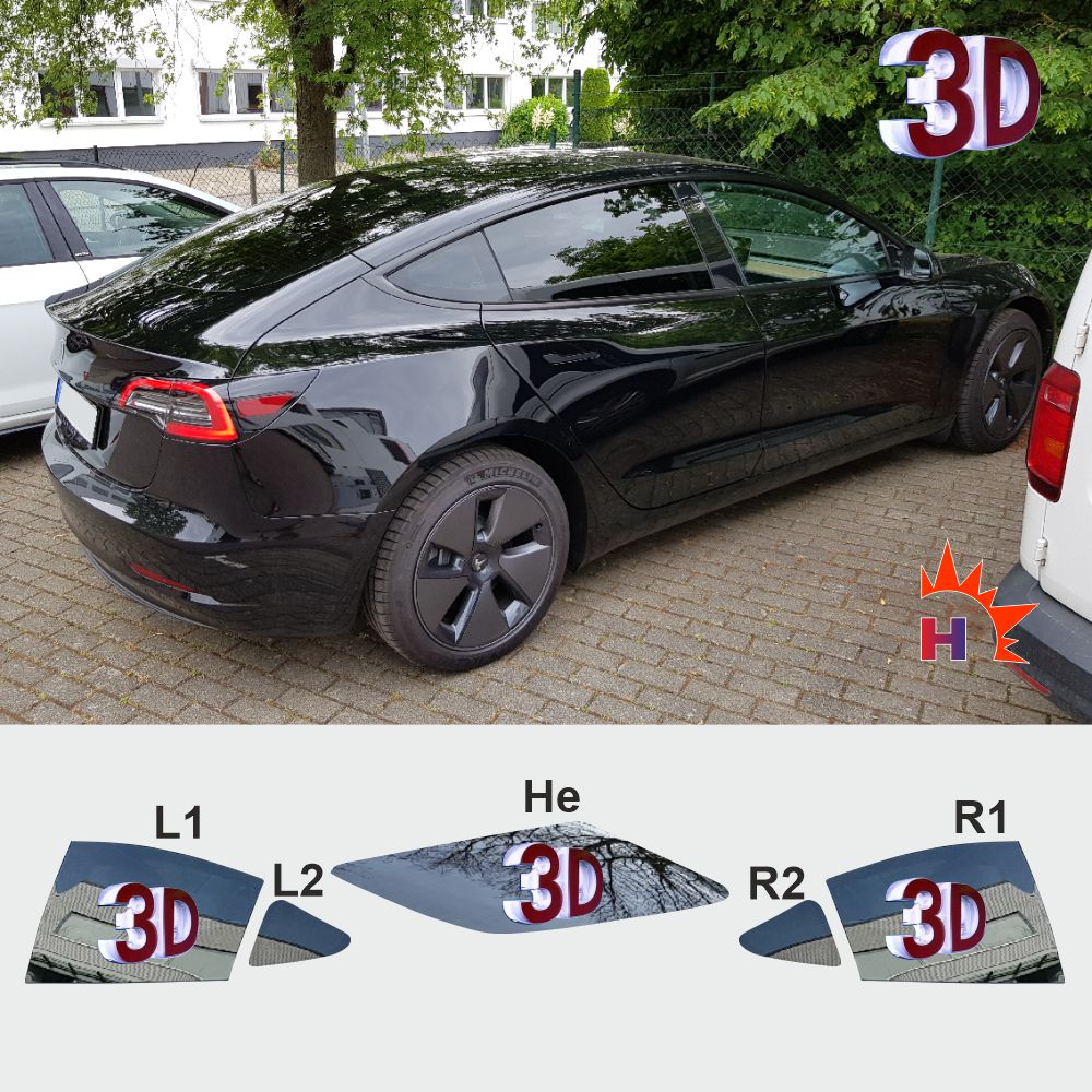 3D Model 3 2017 - 2023 passgenaue 3D Tönungsfolie