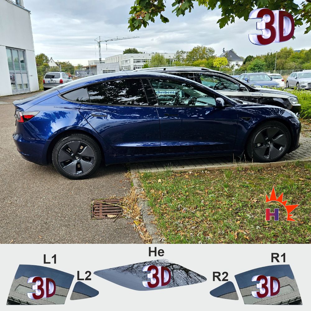 3D Model 3 2017 - 2023 passgenaue 3D Tönungsfolie