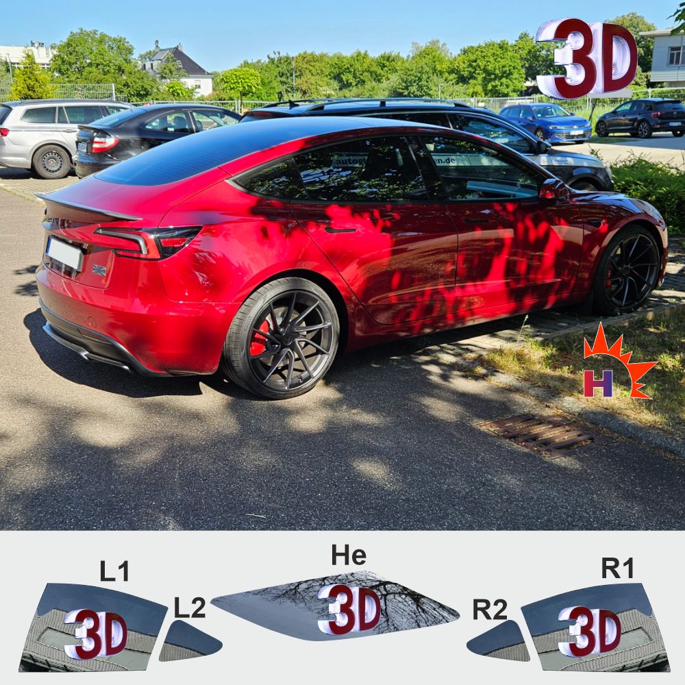 Tesla Model 3 Performance 3D passgenaue Tönungsfolie