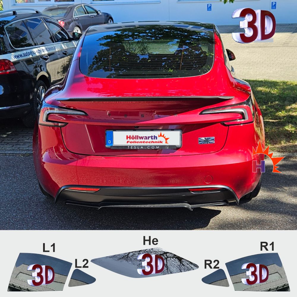 Tesla Model 3 Performance 3D passgenaue Tönungsfolie
