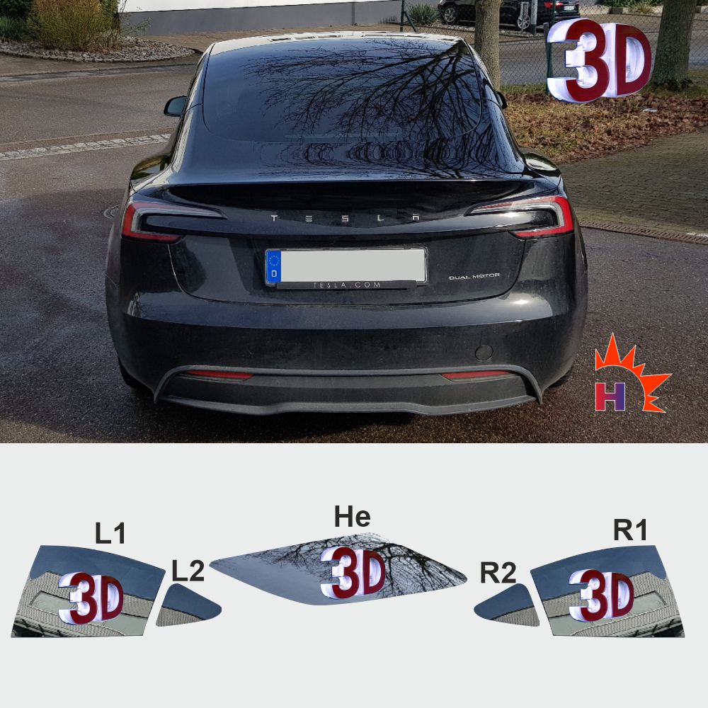 Tesla Model 3 ab 2023 passgenaue 3d tönungsfolie