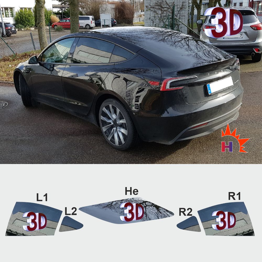 Tesla Model 3 ab 2023 passgenaue 3d tönungsfolie